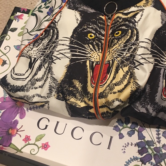 Gucci - Appliquéd Printed Silk-twill Bomber - Picture 4 of 5